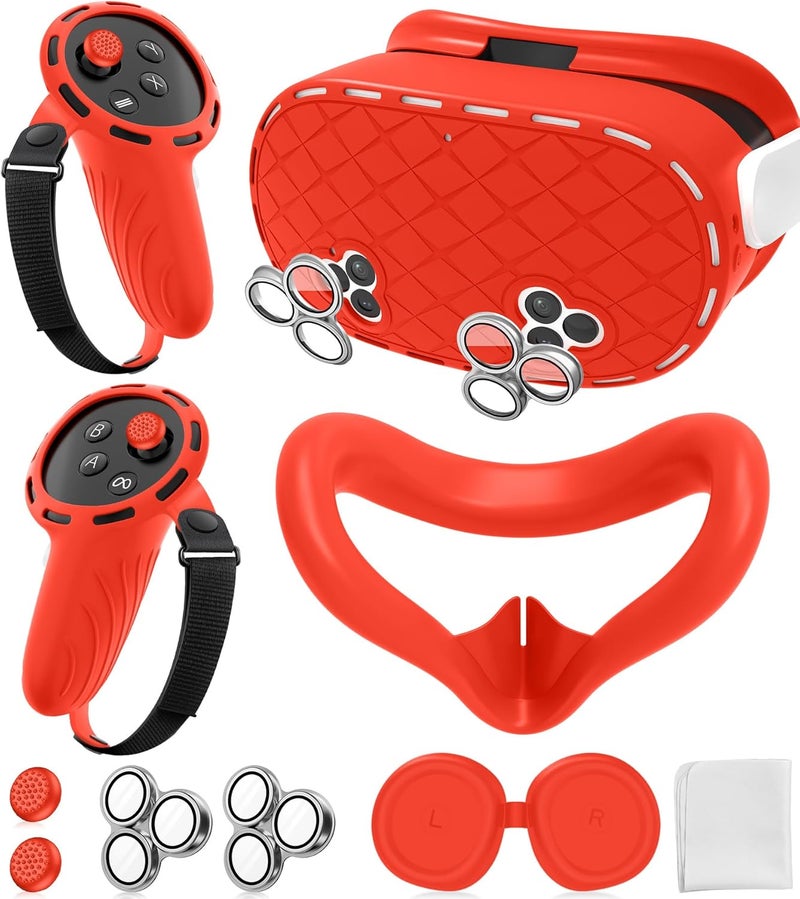 ms cleo Silicone Cover Set Compatible with Meta/Oculus Quest 3s Accessories, Silicone Face Cover, Controller Grip Cover, Camera Lens Protector, VR Shell Cover, Protective Lens Cover, Not Fit Quest 3 - Image 1